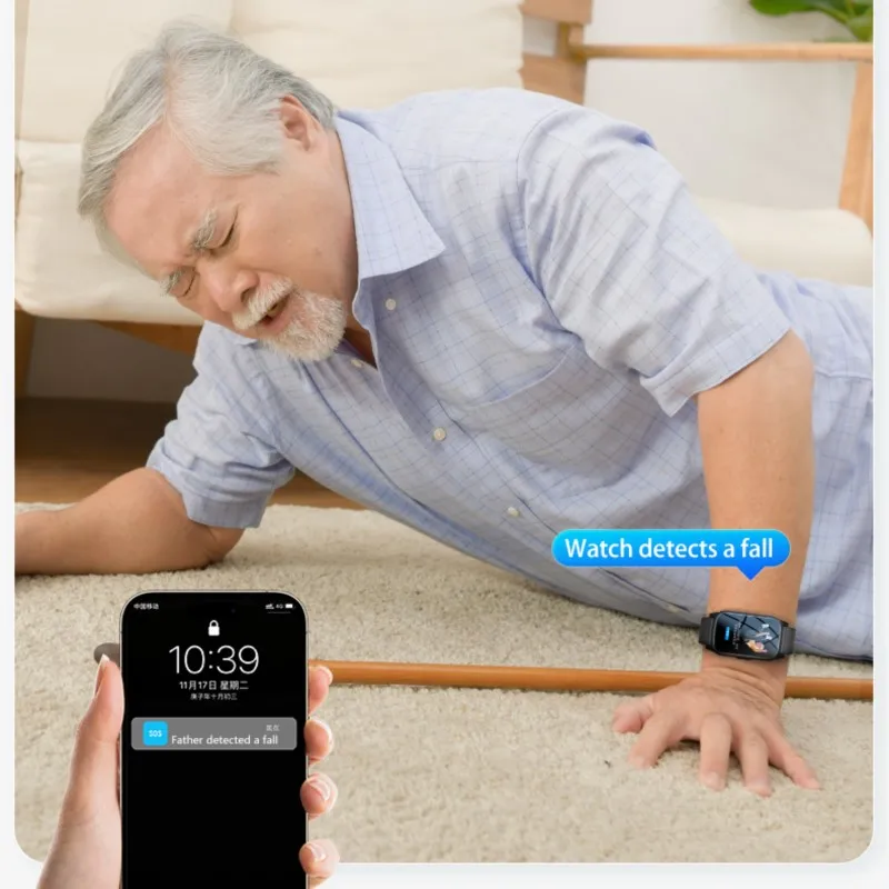 NAMOFOTO جديد المسنين ساعة ذكية إنذار السقوط 4G GPS المقتفي تحديد موقع BP BO ساعة اليد كبار السن النساء SOS مكالمة صوتية Smartwatch