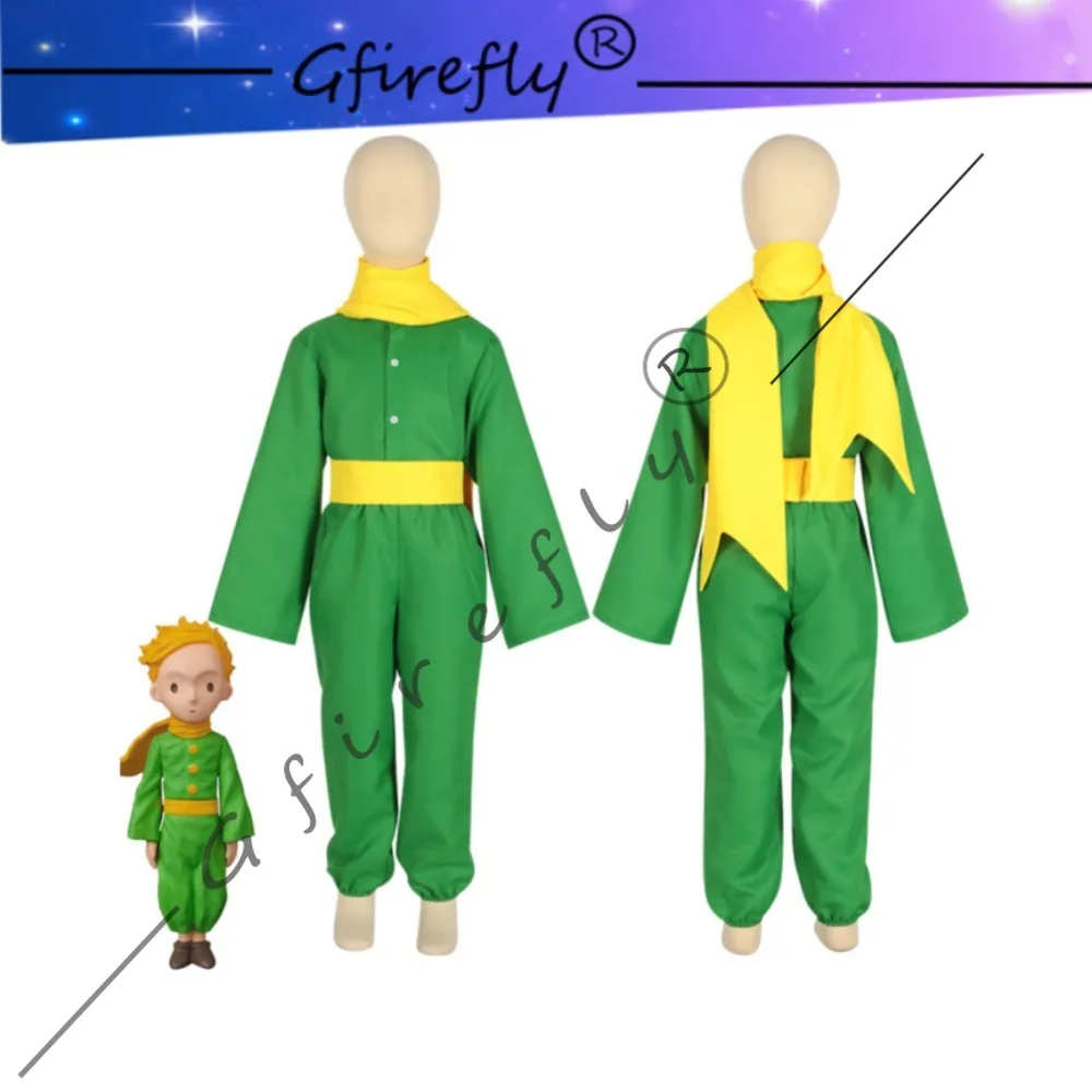 

Prince Cosplay Costume Green Set with Yellow Scarf Belt Halloween Party Performance Outfit for Adults and Kids
