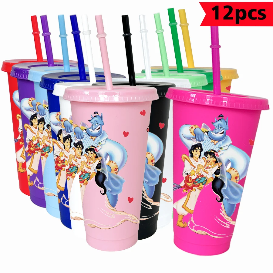 

12Pcs/pack Disney Search Banner Genie 26oz Colored Plastic Birthday Party Drinking Utensils Juice Coffee Mug