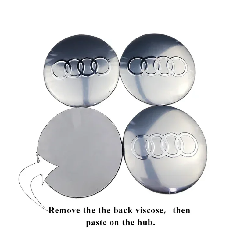 56/65/60/75mm 4Pcs Car Tire Hub Sticker Center Wheel Cap Badge Decal For Audi A3 A4 A5 S4 A5 S5 A6 S6 A7 S7 RS3 TT Accessories