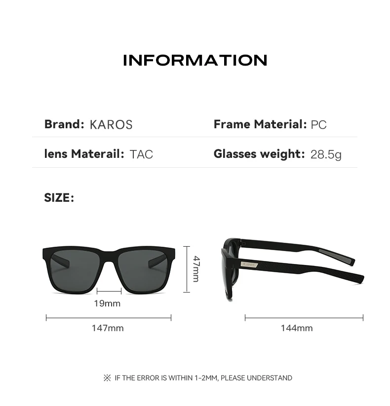 Karos Driving Polarisierte Sonnenbrille UV400-Schutz Winddichte Brille für Männer und Frauen Eckige Fahrradbrille mit Etui YZ2013 – Detail 9