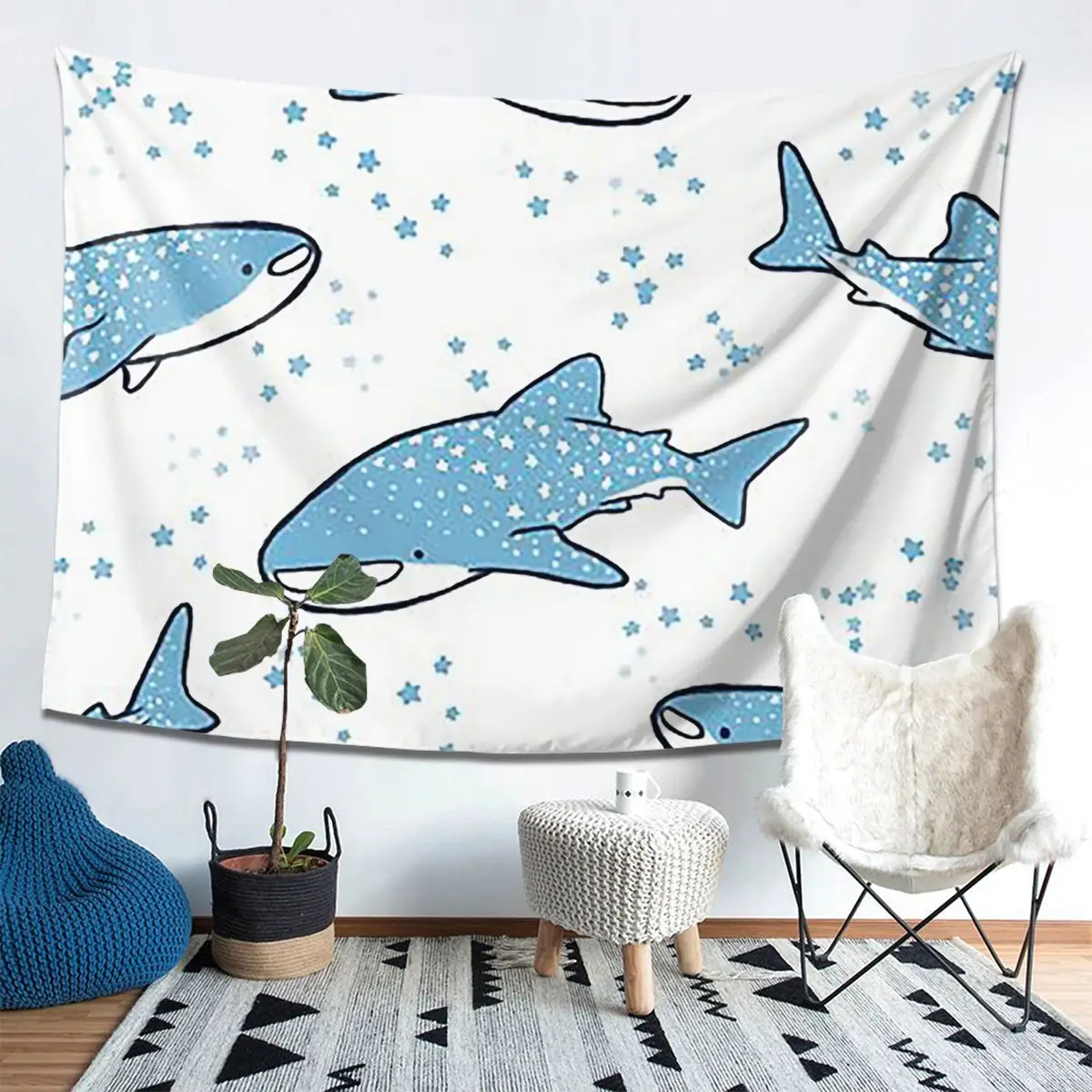 

Гобелен с звездными китовыми акулами, декор, художественные эстетические гобелены для гостиной, спальни, дома, настенная ткань, настенная подвеска