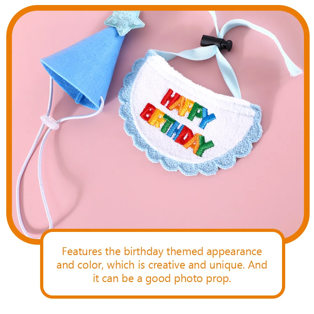 

1 set 1 Set Pet Birthday Bib Hat Set For Dog Cat Birthday Party Decorations Dog Outfit Accessory Costume Wear-Resistant Portable