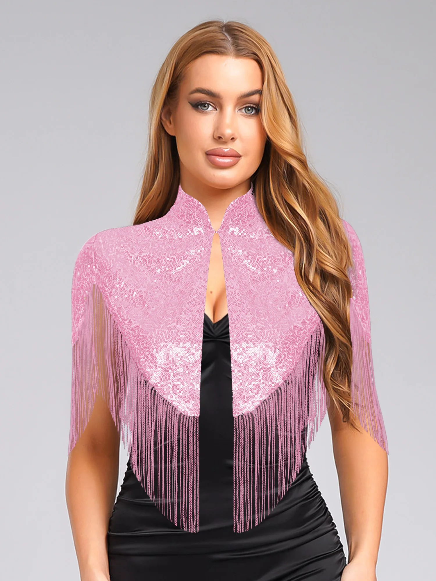 يلتف مهدب للنساء ترتر بوليرو شال موضة كوكتيل حفلة الهذيان اكسسوارات الزفاف مهرجان الموسيقى مساء شال الرأس