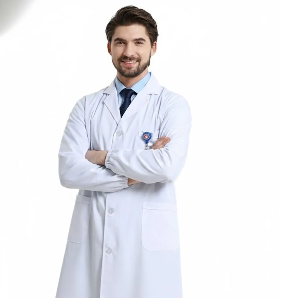 

Unisex Long Sleeve White Lab Coat with Pockets for Doctor Uniform & Chemistry Science Experiment