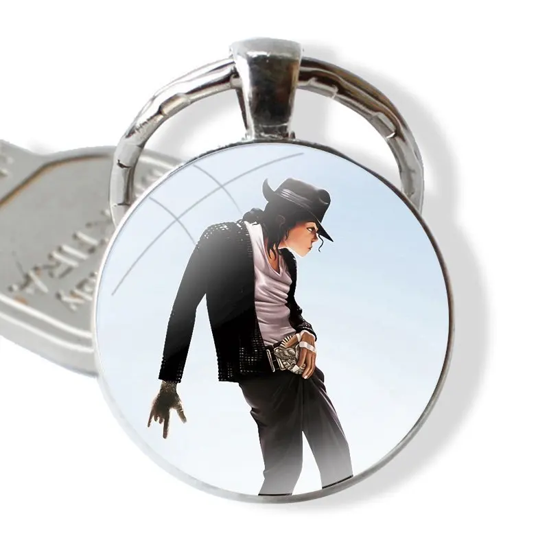 Michael Jackson dance glass cabochon keychain Car key chain Charms keychains Gifts Accessories Phone Cases Covers