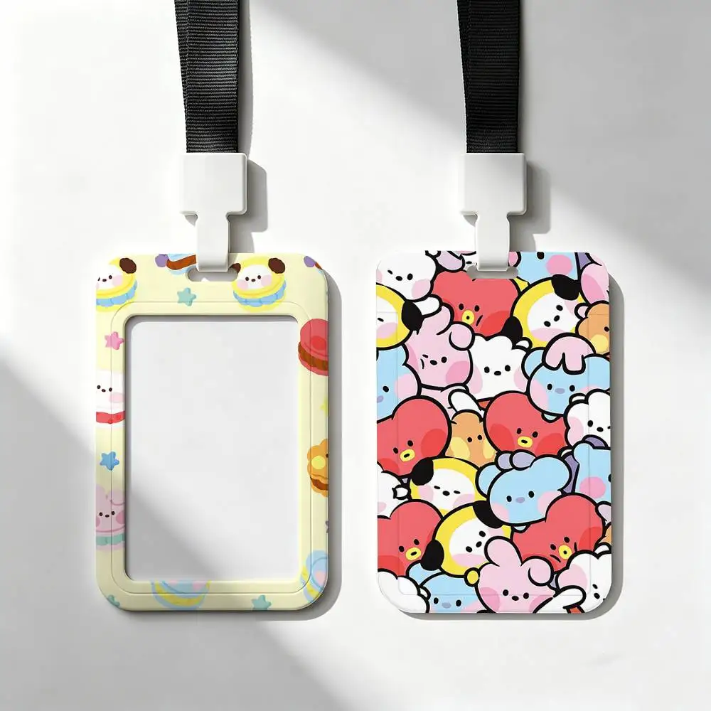 B-BTKawaii 21 Heart Pop Card Holder Neck Strap Pendant Door Badge Holder Lanyards Keychain Work Credential Case Gift