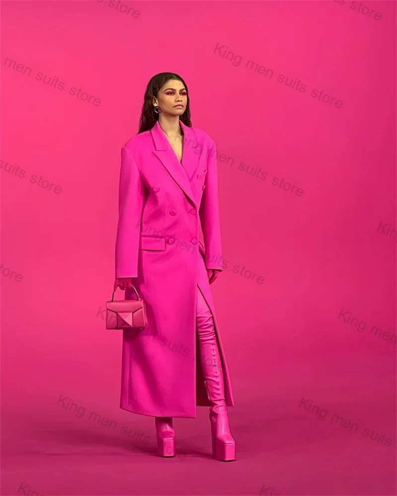 Pink Cashmere Wool Women Suit 1 Piece Blazer Overcoat Winter Thick Customized Formal Office Lady Jacket Wedding Prom Dress Coat