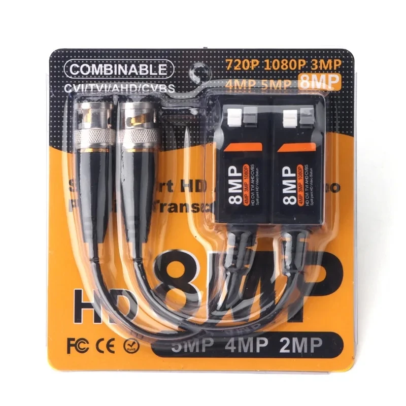 8MP BNC HD Video Balun Passive Twisted Pair Coaxial Transceivers Support 4K/5MP/3MP/1080P AHD/CVI/TVI/CVBS Camera