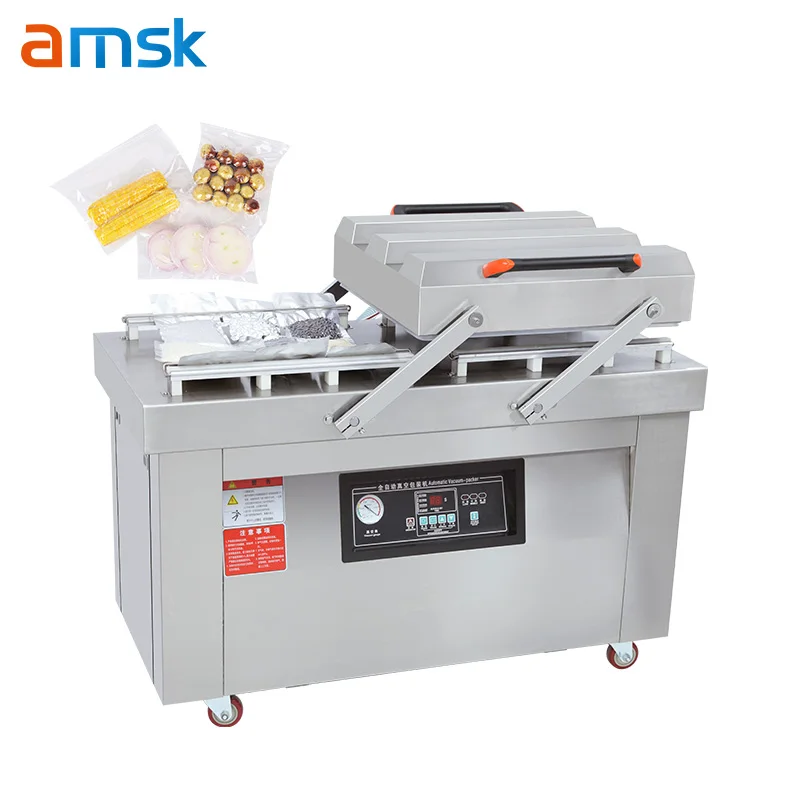 آلة تعبئة الفراغ الأوتوماتيكية بالكامل DZ-400 آلة تغليف اللحوم والمأكولات البحرية ذات الغرفة المزدوجة #2