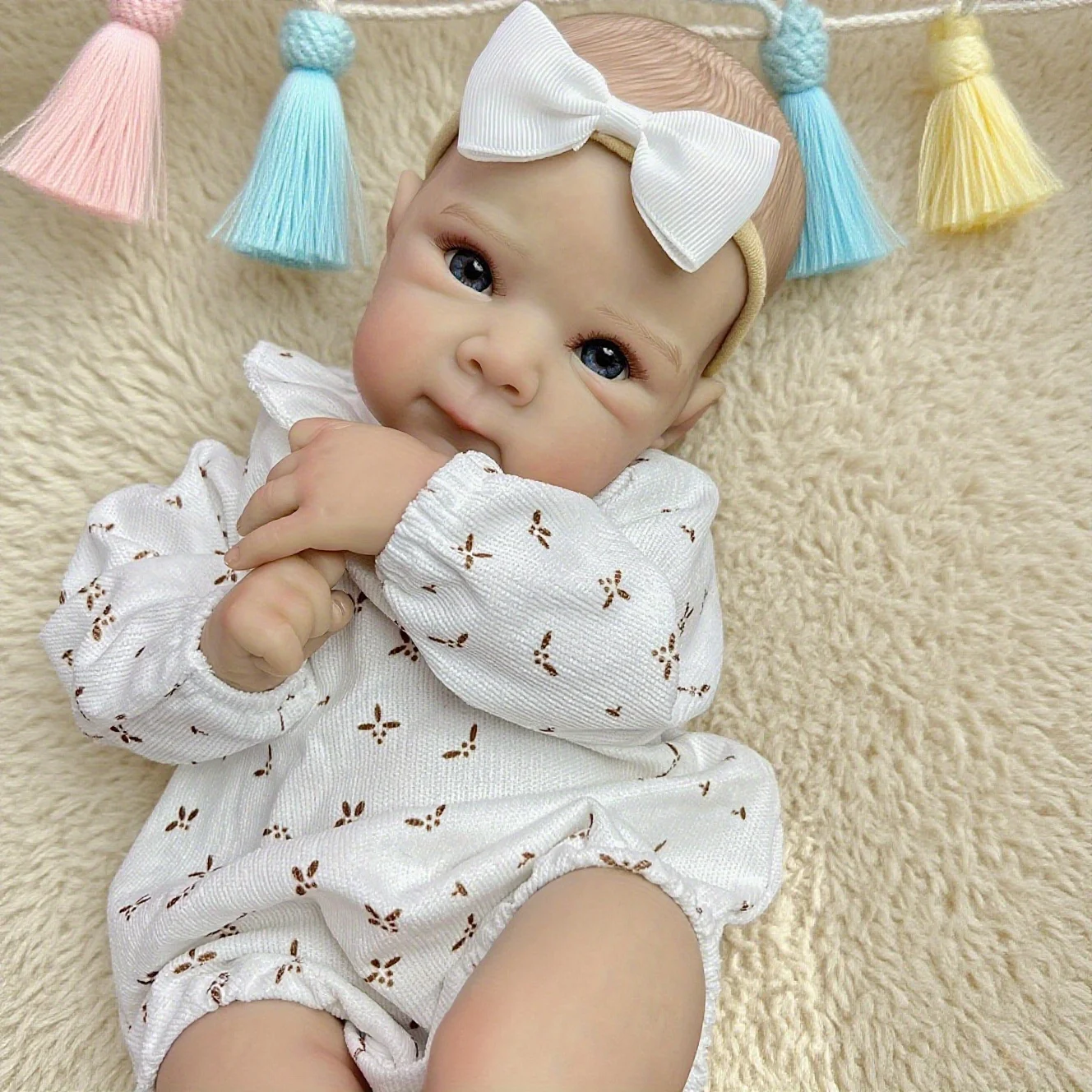 

BZDOLL 48CM 19in Sweet Reborn Doll, 3D Veined Skin, Soft Cloth Body, Handmade Collectible Birthday Gift