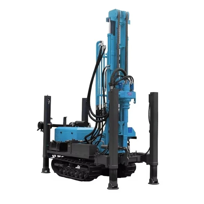 Dual-Function Crawler Mounted Well Drilling Rig for Water/Air 100-500m Adjustable Depth Compact Track Diesel Power