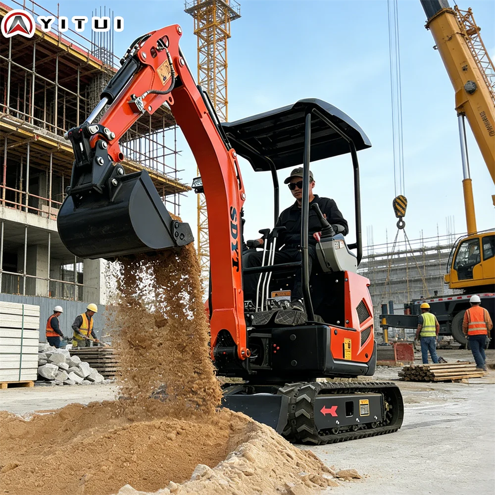 

Мини-экскаватор на заказ с двигателем стандарта Евро-5, 2 тонны, на гусеничном ходу, с противоскользящими гусеницами, высокая мощность копания