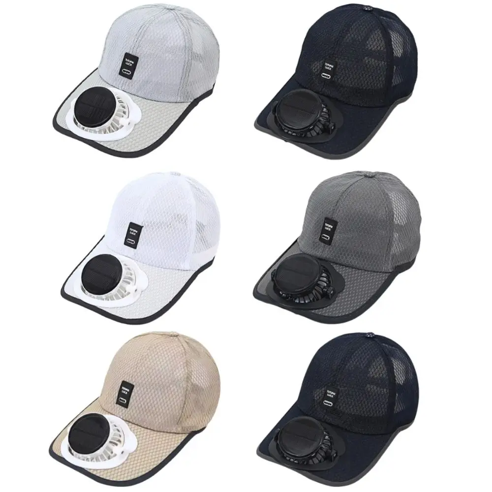 Sun Protection Solar Powered Fan Hat Strong Wind UV Protection Breathable Mesh Sun Hat Unisex Portable Summer Fan Visor Cap view 3