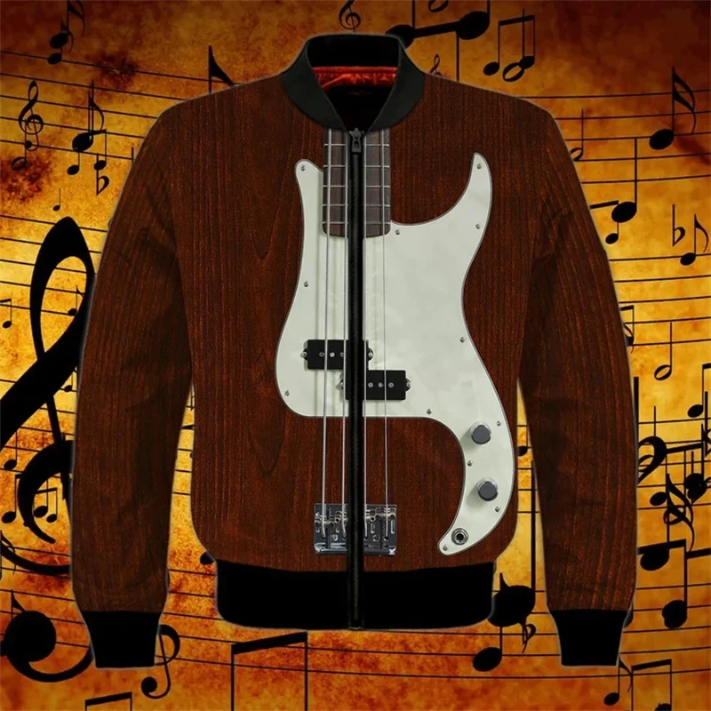 Guitar 3D Print Hoodie For Men Long Sleeve Pullovers Musical Instrument Pattern Hip Hop Sweatshirts Hooded Jacket Male Tops 6XL