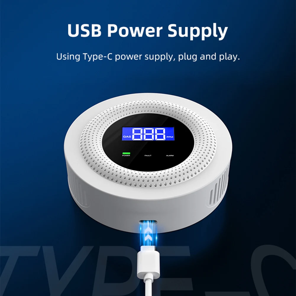 Tuya WiFi كاشف الغاز المتفجرة مستشعر تسرب الغاز APP التحكم عن بعد كاشف البروبان USB نوع-C الطاقة لغاز البترول المسال الغاز الحيوي الميثان #6