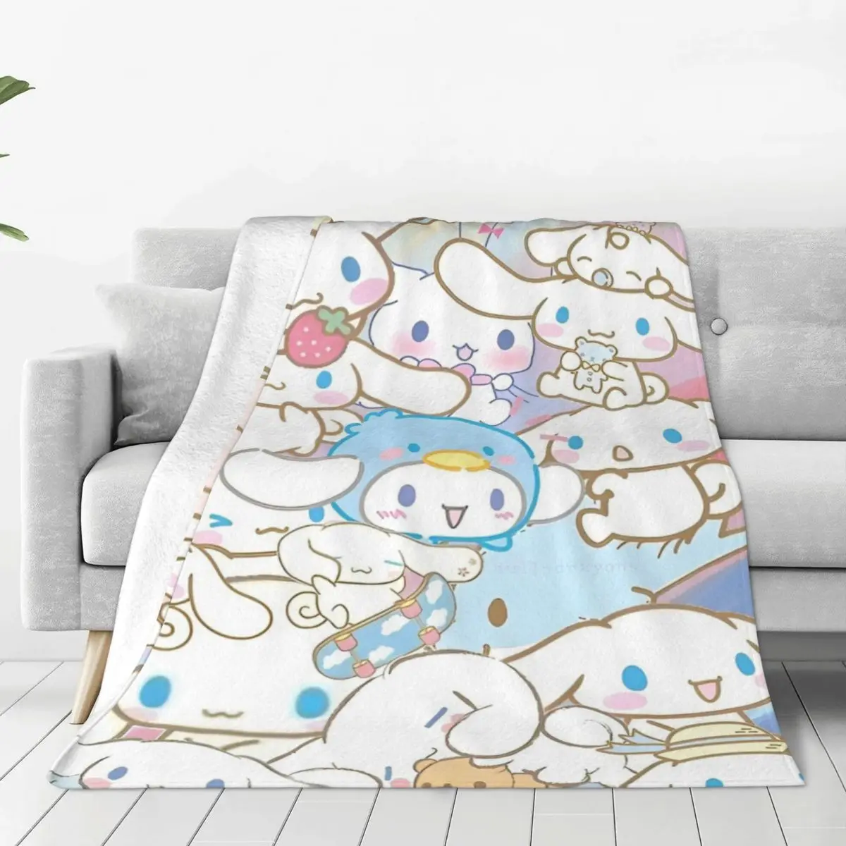 Super Soft Blanket Camping Sanrio Cinnamoroll Cartoon With Friends Throw Blanket  For Living RoomPrint Sofa Bed Cover