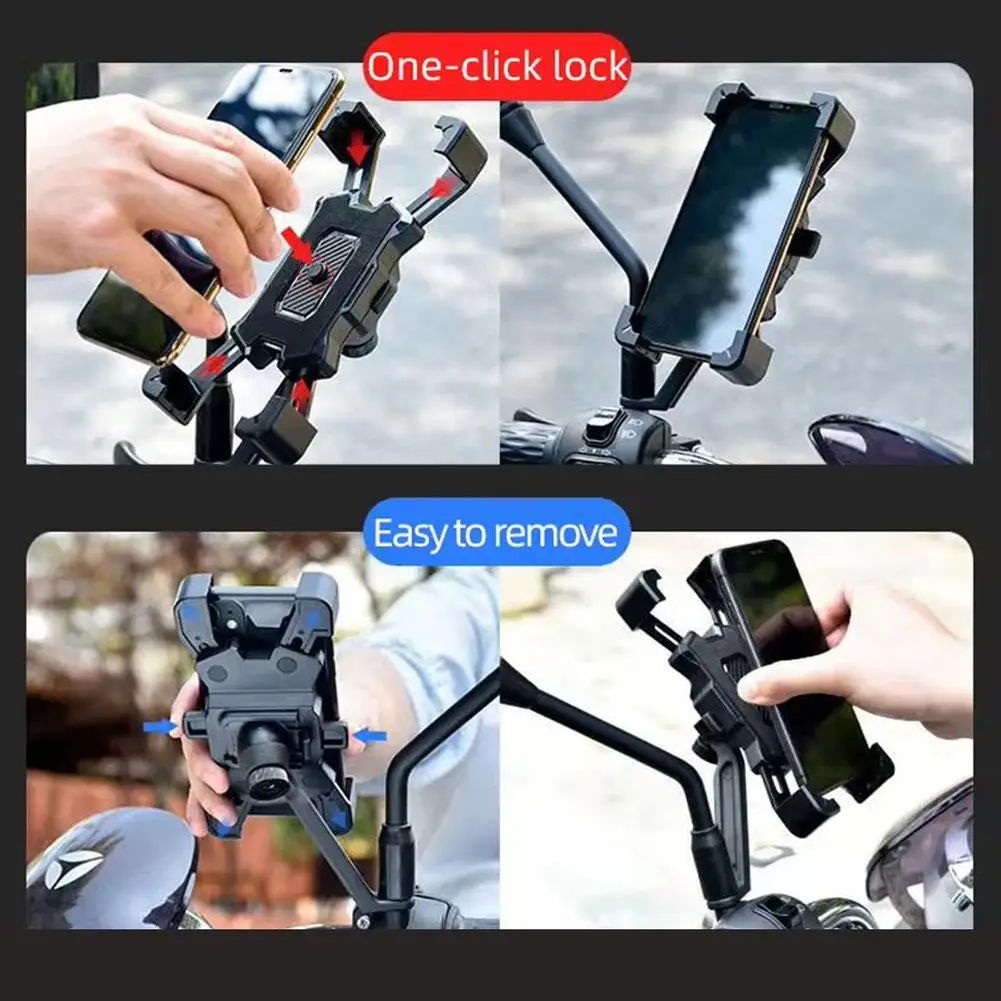 Motorcycle Phone Holder Universal Mountain Bike Electric Bike 360° Rotation Fixed Frame For GPS Mobile Phone Walkie-talkie Stand