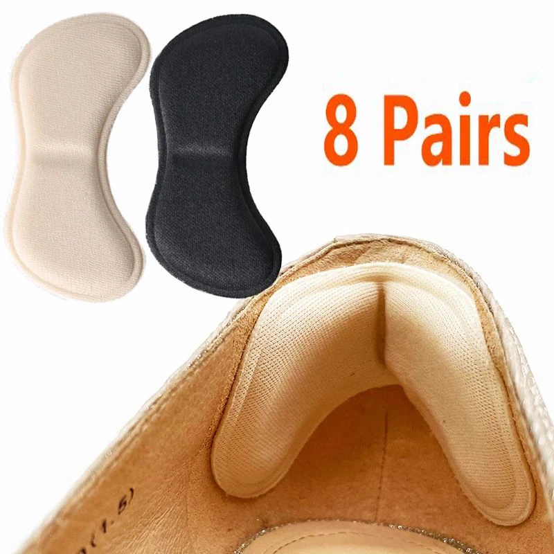 8 Pairs Heel Grips Liner Cushions Inserts for Loose Shoes, Self-Adhesive Heel Pads Prevent Blisters and Foot Pain for Women Men
