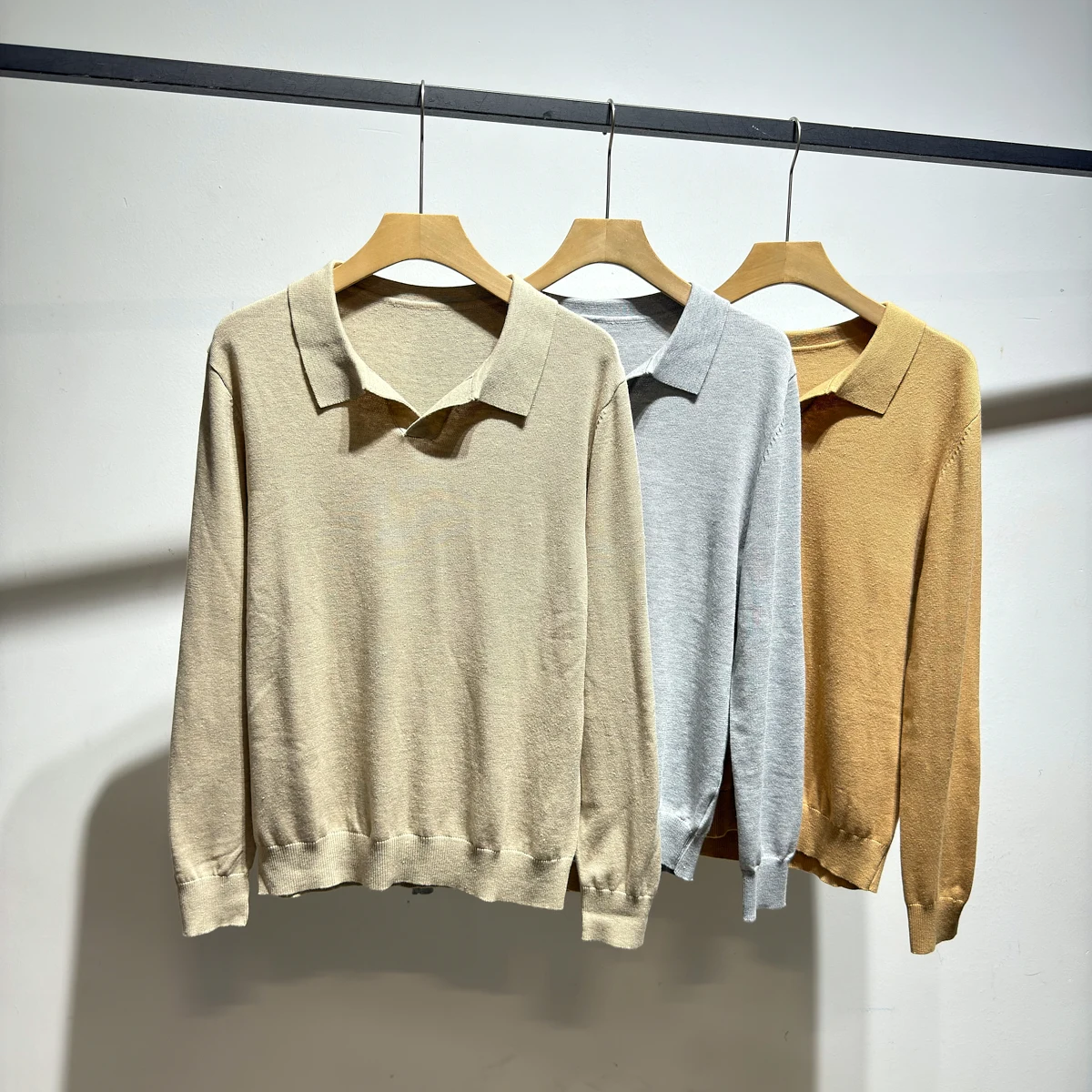 

Busin Sle Cuban Collar V-Ne Knitwear Casual Woolen Sweater for Men Breathable Comfortable Long Sve Autumn...