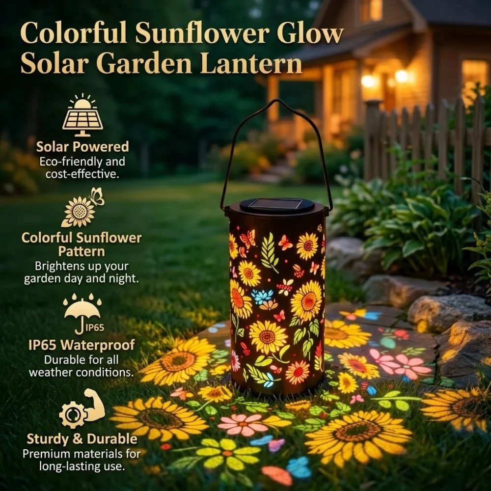 LED Solar Lantern Light Hollow Wrought Iron Projection Light Hanging Lamps Outdoor Waterproof Yard Garden Art Decoration