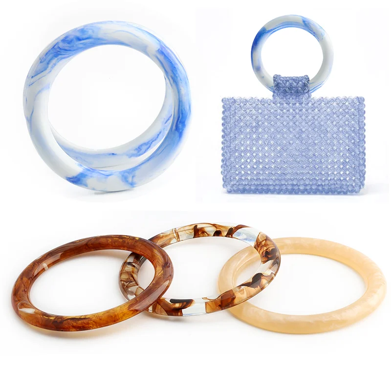 2/4/6PCS Bag with Replaceable Resin Ring Handle, Crossbody Bag, Shoulder Bag, O-Shaped Frame Handle, DIY Ag Handle Accessories