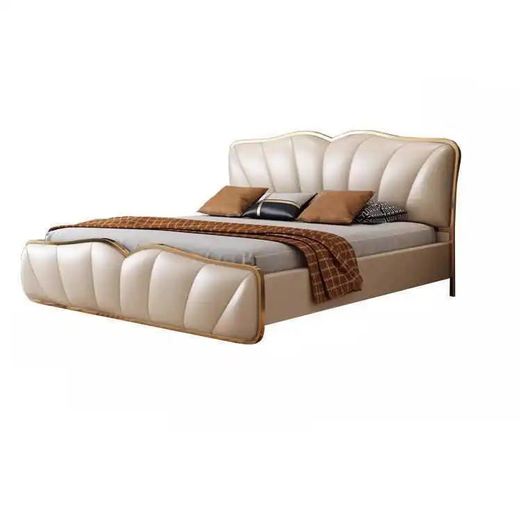

Atmospheric leather master bedroom bed, soft bag light luxury simple high-end modern double bed
