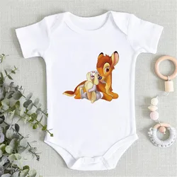 100%Cotton Disney Cartoon Romper Kawaii Rabbit Bambi Print Bodysuits Fashion Boys Girls Newborn Clothes New Casual Cotton Onesie