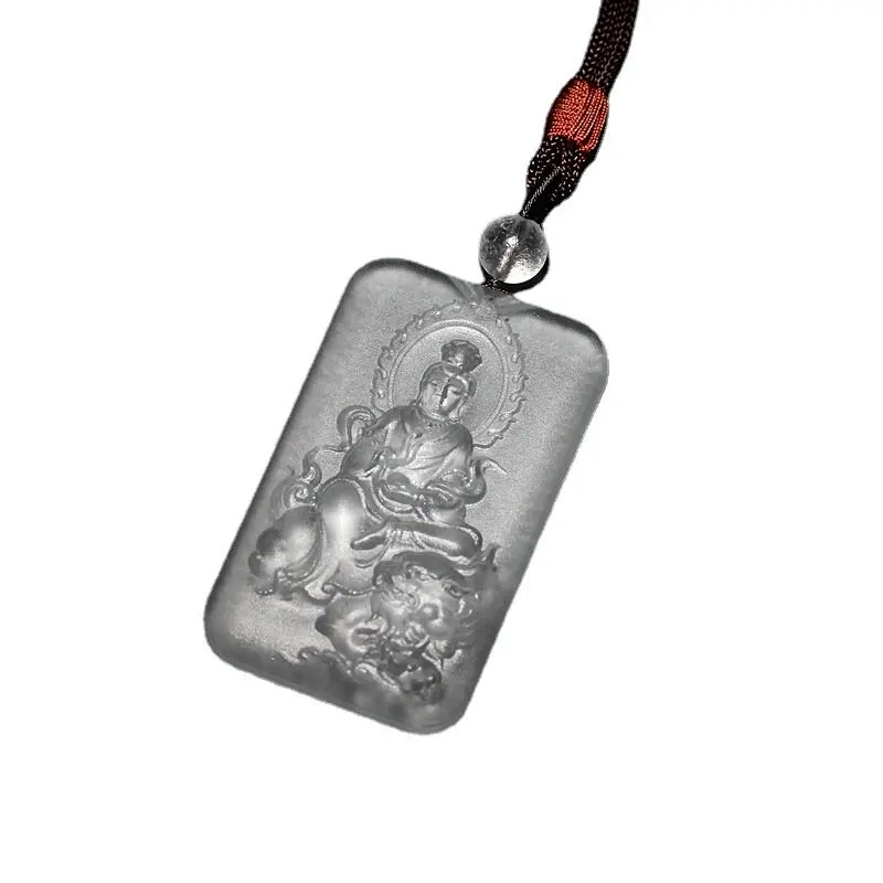 Manjushri Bodhisattva Pendant Zodiac Horse Guardian Buddha Necklace for Good Luck Blessings Gifts