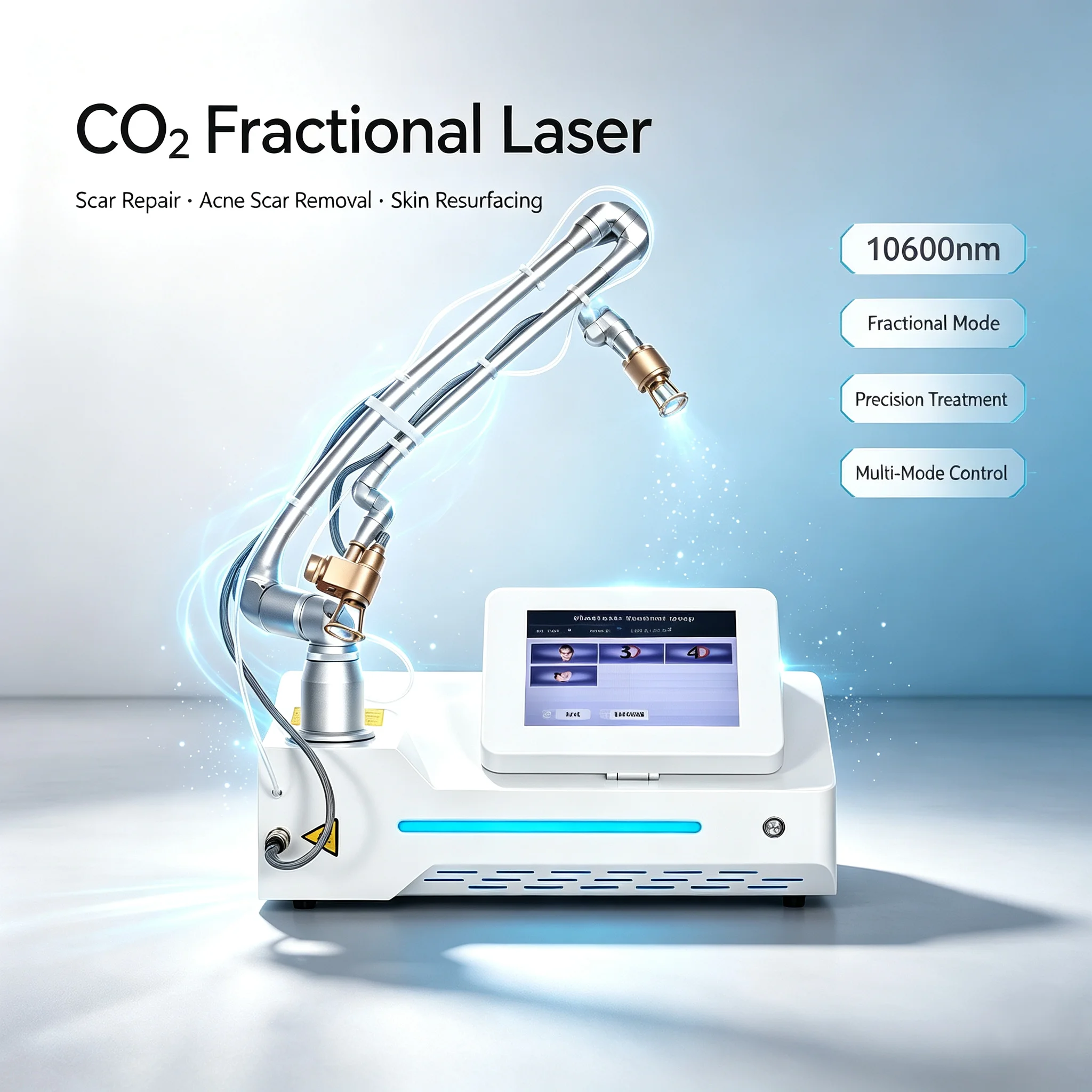 60W Professional Portable Fractional CO2 Lase Machine, Accessories for Skin Rejuvenation, Scar Removal & Stretch Marks Treatmen