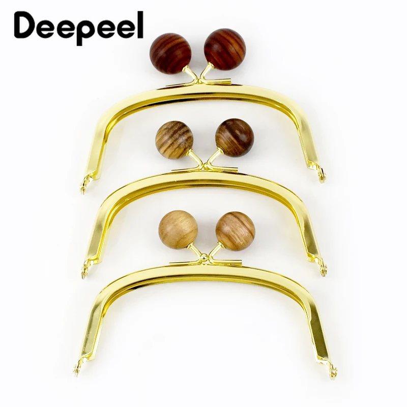 

2/5Pcs 5*10.8cm Metal Bags Handles Wooden Bead Kiss Clasp Handle Wallet Sewing Brackets Purse Frames Handbag DIY Kit Accessories