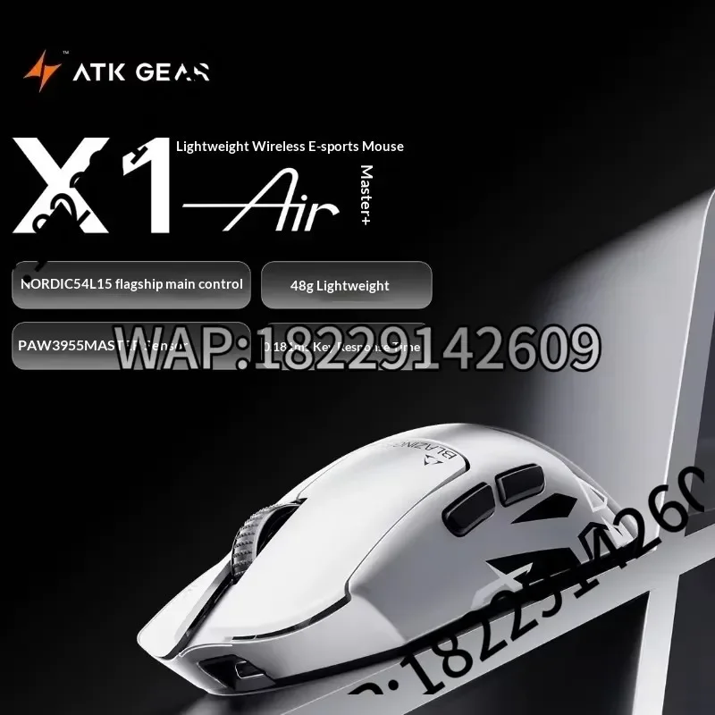 ATK X1 Air Master Wireless Mouse PAW3955 NORDIC 54L15 Dual 8K 48g 0.181ms FPS Esports Gamer PC Gaming Mouse for Gifts