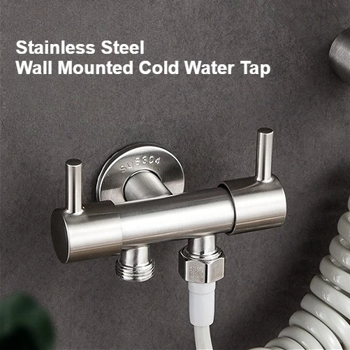 

Dual Control Bathroom Toilet Angle Valve Stainless Steel Wall Mounted Cold Water Tap Washing Machine Dual Water Angle Valve