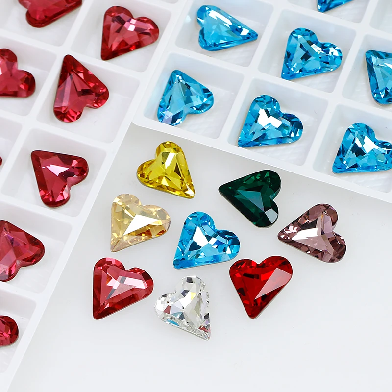 Heart Shape Pointed Back Glass Crystal Rhinestone Crystal Fancy Stone Loose Gemstone Rhinestone For DIY Jewelry Decoration