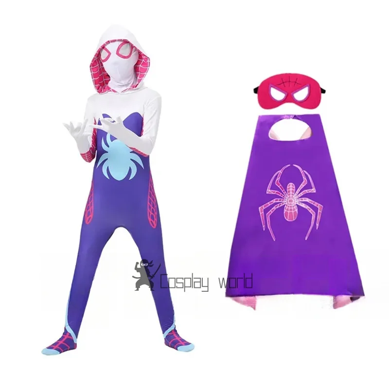 جوين تأثيري حلي الرجل العنكبوت خارقة ارتداءها حللا هالوين عيد الميلاد الملابس قناع الأرجواني كيب عباءة #1