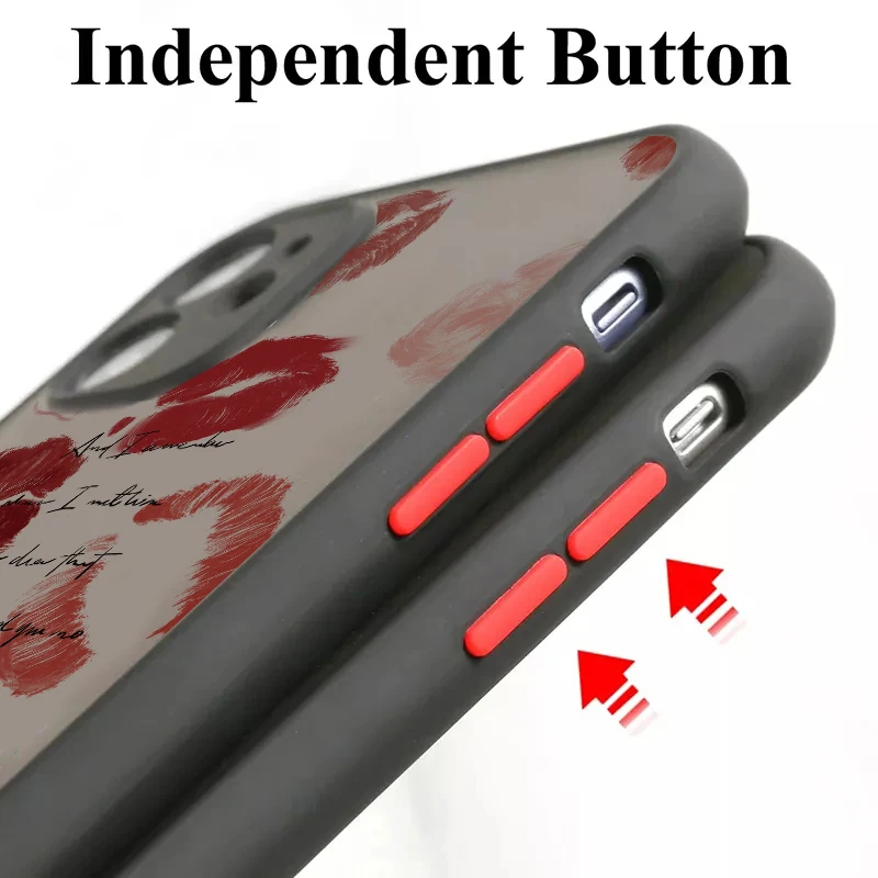 Sexy Girl Red Lips Hard Matte Case for iPhone 14 15 Pro Max Cases iPhon 13 11 12 Pro XR X XS Max 7 8 Plus SE2 Soft Bumper Cover