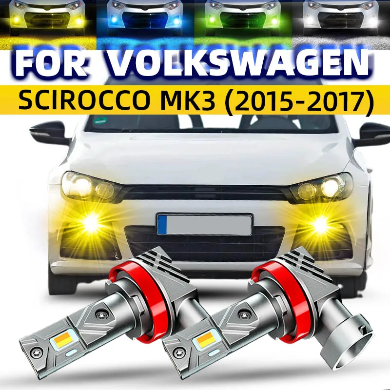 

2pcs Car LED Front Fog Lights Bulbs Dual Colors White Yellow For Volkswagen VW Scirocco MK3 2015 2016 2017