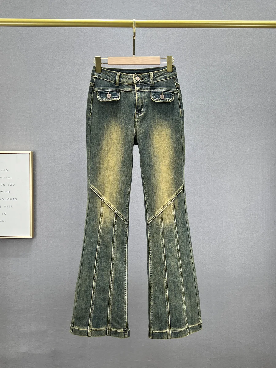 

High Waist Bell Bot Jeans Women's Trendy 2023 New Early Autumn Elastic Slimming Long Pants Vintage Sle Cotton Stretch Denim