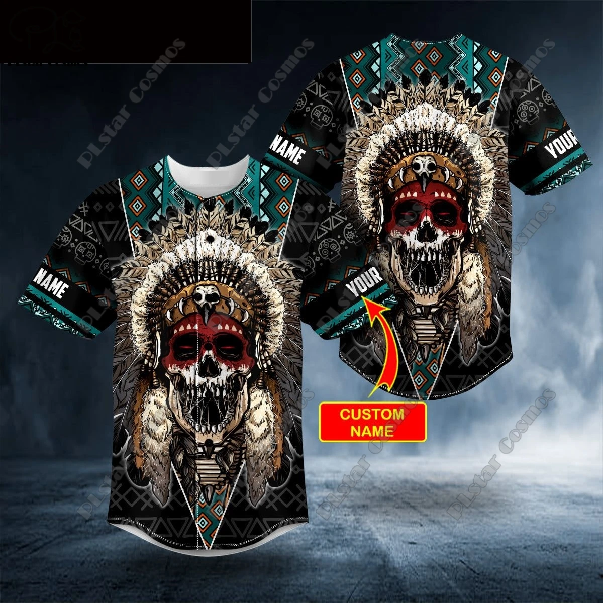 3D Printing Custom Name Black White Wolf Aboriginal Skull Graphic Design Authentic Baseball Baseball Shirts for Men and Women