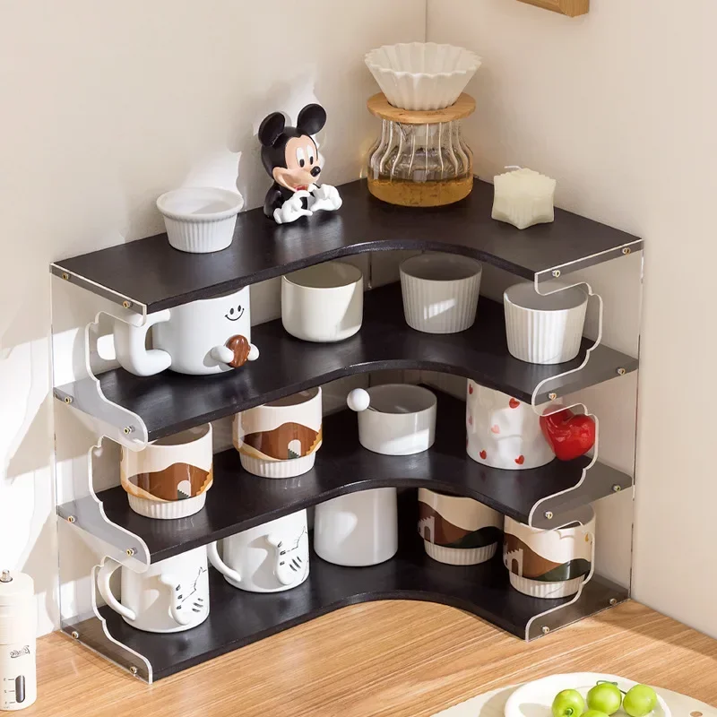 Storage rack, water cup corner rack, desktop corner side cabinet, tea cup placement cabinet, table corner finishing rack premium