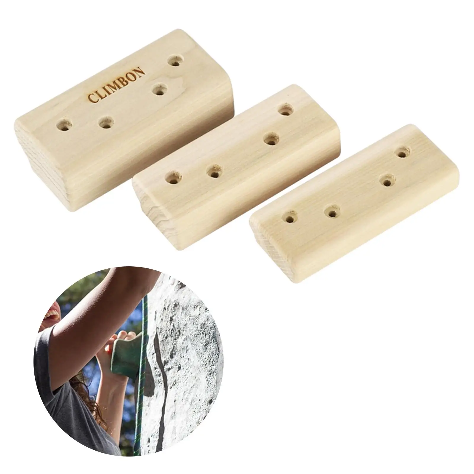 3x Wooden Rock Climbing Holds Body Strength Climbing Training Board for Outdoor Bouldering Training Indoor Climbing Playground