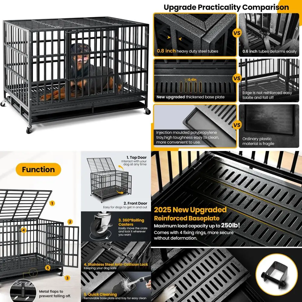 

Orlando 48-inch Durable XL Dog Crate with Reinforced Base for Large and Active Dogs