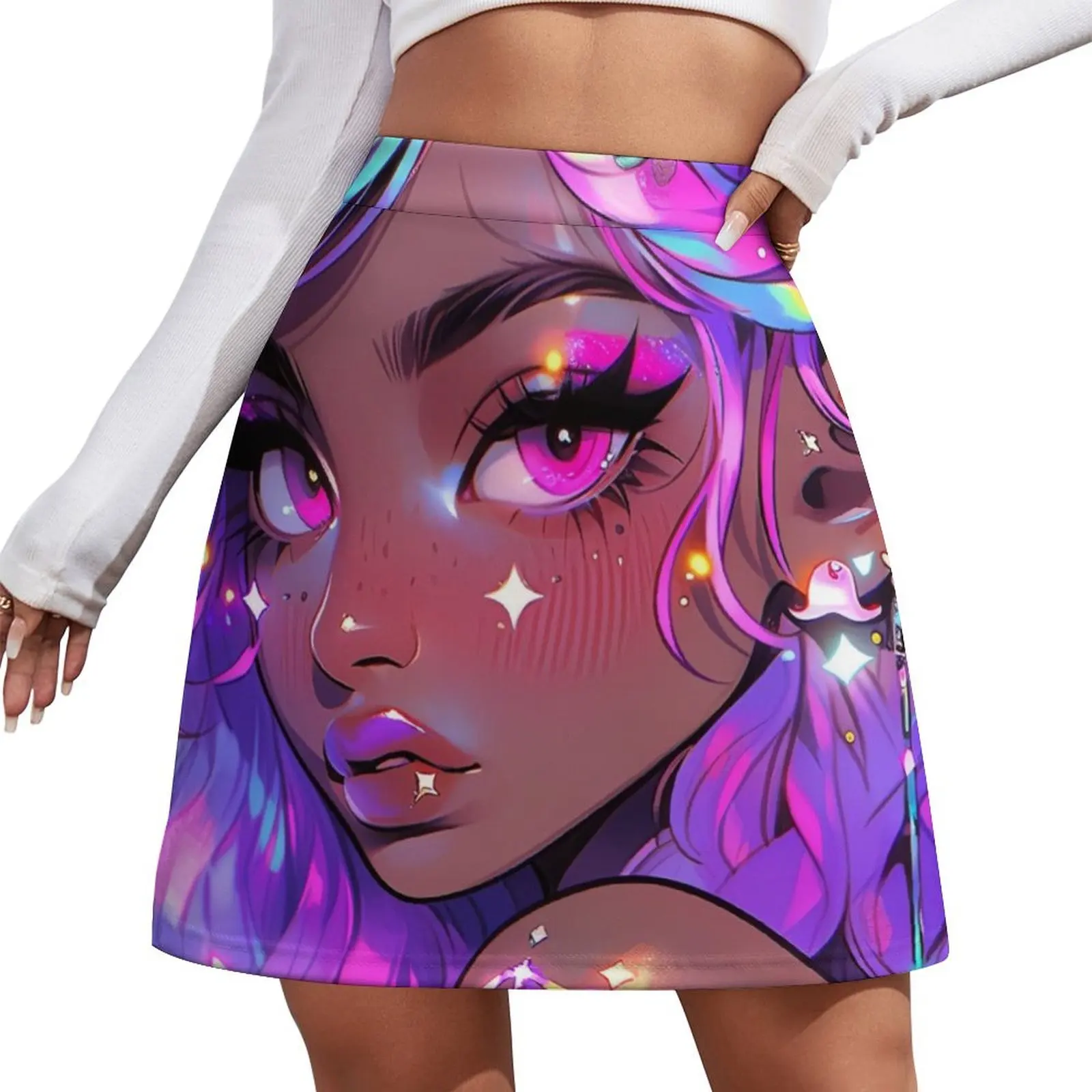 

Bright Colorful Purple Elf Anime Girl Mini Skirt novelty in clothes Female dress new in dresses