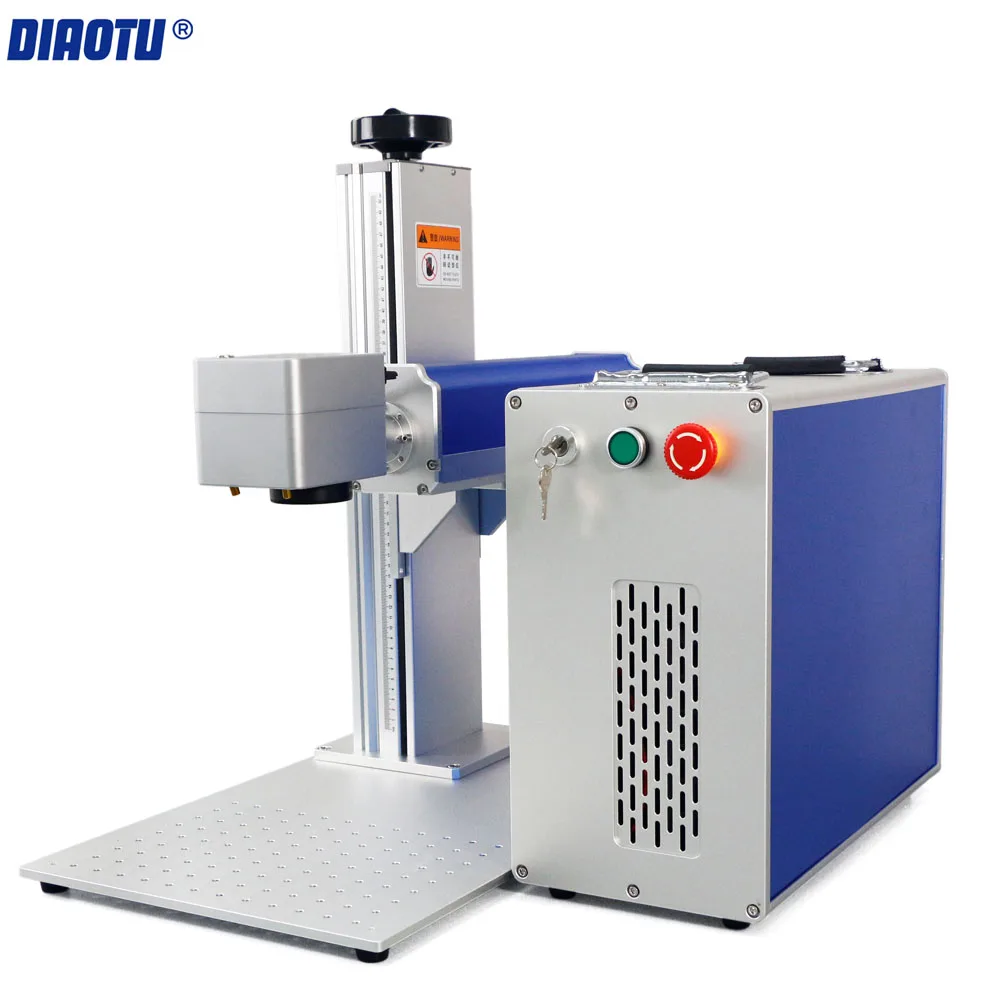 Diaotu Fiber laser marking machine 50W JPT Raycus laser engraving machine with rotary axis for Stainless steel aluminum metal