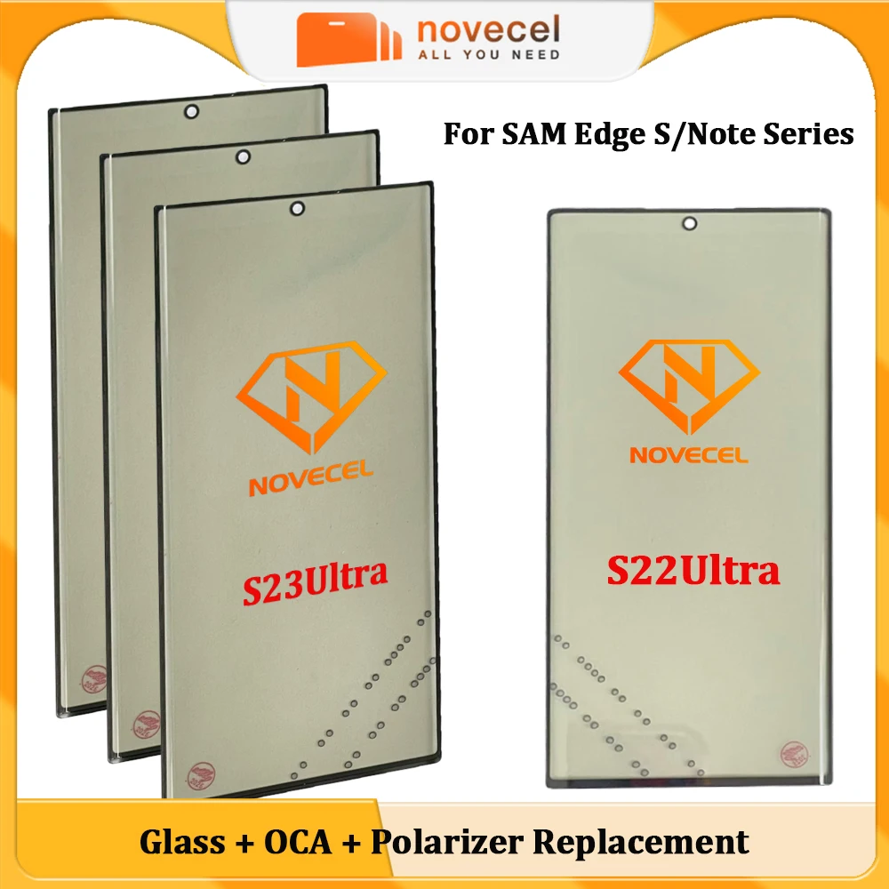 

Novecel 5pcs Front Screen Glass+OCA Polarizer For Samsung Galaxy Note 20 Ultra S25U S24 S23 S22 S21 Ultra Note10 Display Repair