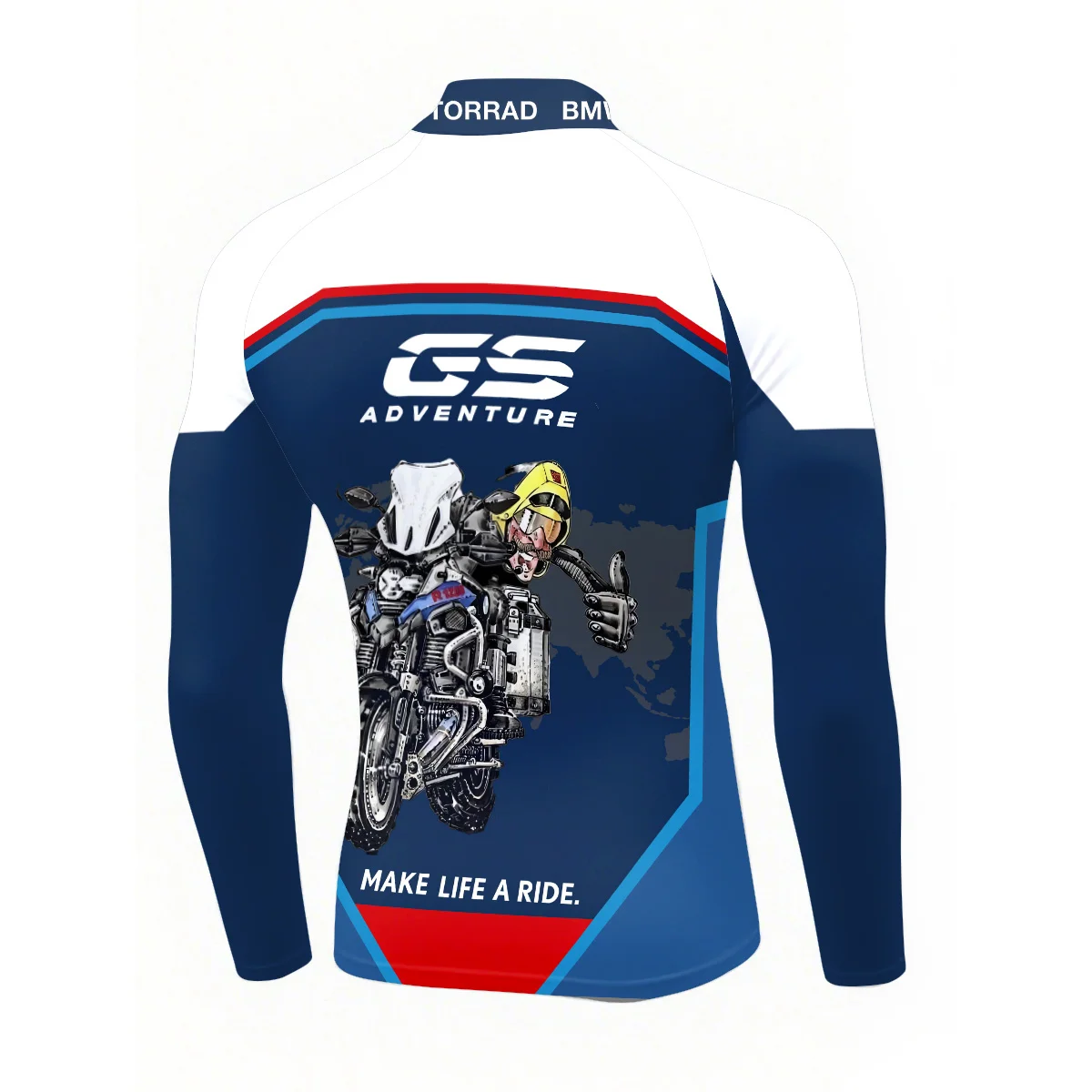 تي شيرت BMW Motorrad GS Adventure لركوب الدراجات في الهواء الطلق سريع الجفاف عصري لركوب الدراجات النارية ثقافة شبه عالية الرقبة