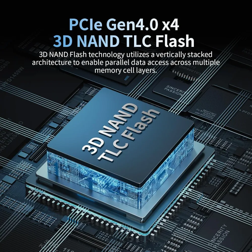 محرك أقراص الحالة الصلبة الداخلي 4 تيرابايت SSD NVMe M.2 2280 PCIe Gen4 x4 - ما يصل إلى 7300 ميجابايت/ثانية