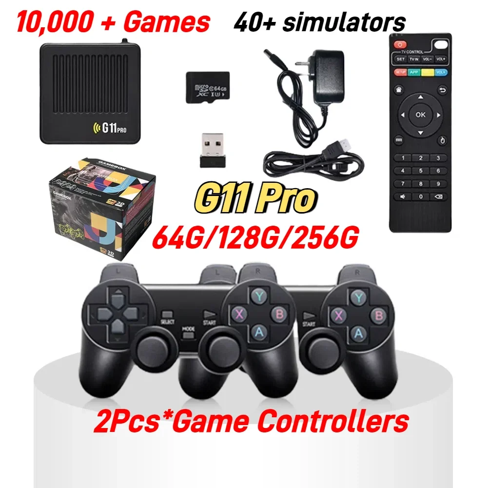 

G11 Pro Video Game Box Plug and Play Retro Game Box Ultra Low Latency 4K HDMI-Compatible Output with 2.4G Wireless Dual Gamepad