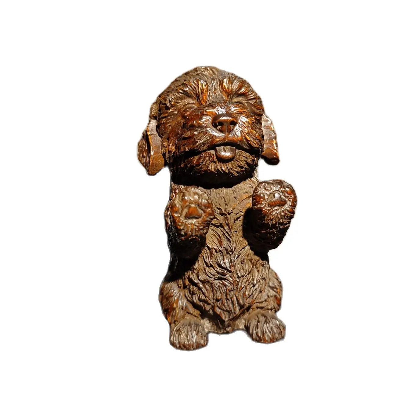 Esculturas de madera talladas vintage, estatua de perro Foo, regalo, mini Poodle, mascota, miss