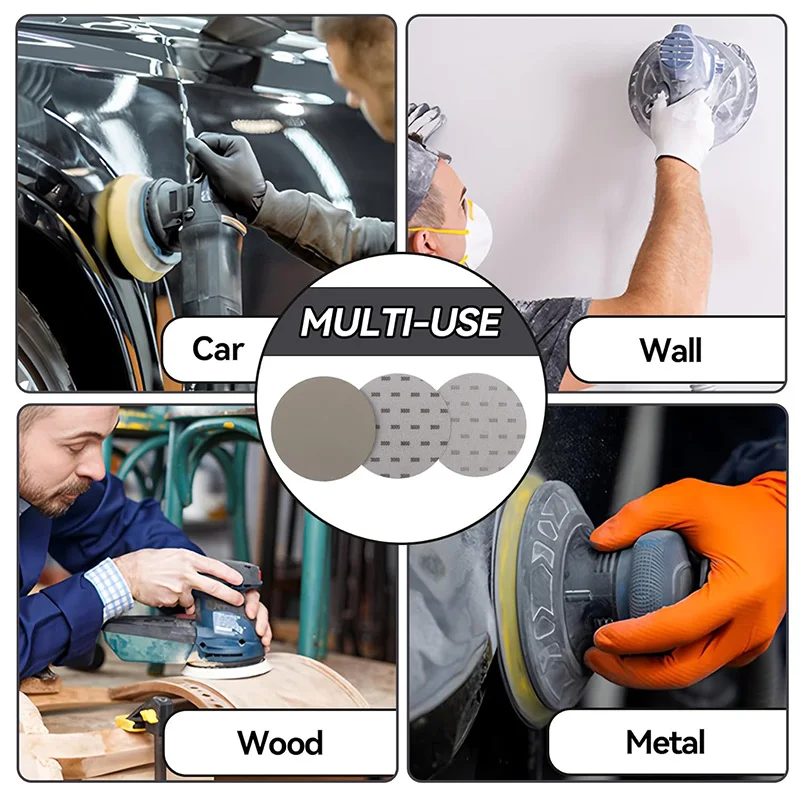 3/5/6 дюймов, 75/125/150 мм, шлифовальные диски в ассортименте, зернистость 60-10000, влажная и сухая наждачная бумага, совместимая со случайными орбитальными шлифовальными машинками, полировка